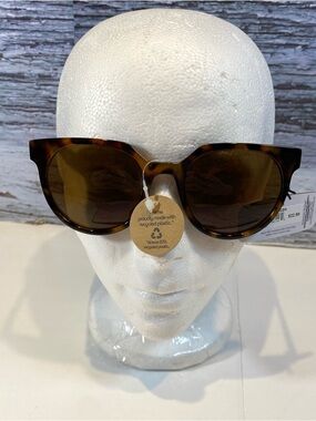 Quo Beauty Brown Tortoise Shell Rounded Square Sunglasses 100% UVA